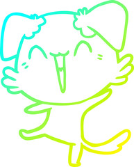 cold gradient line drawing of a happy little dog cartoon