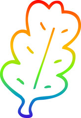 rainbow gradient line drawing of a cartoon leaf