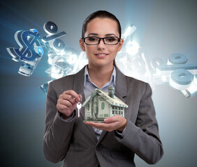 Businesswoman in real estate mortgage concept