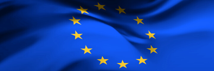 National flag of European Community. EU official symbol. Banner, backdrop - obrazy, fototapety, plakaty