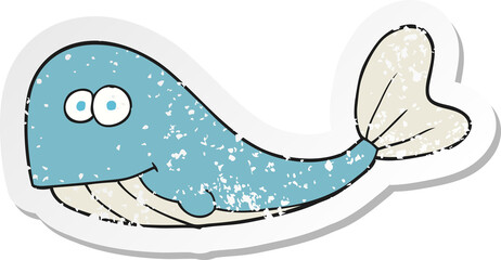 retro distressed sticker of a cartoon whale