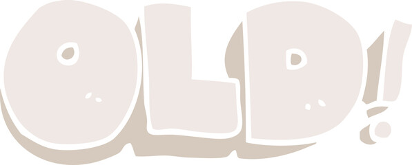 flat color illustration of word old