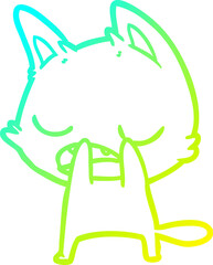 cold gradient line drawing of a talking cat cartoon
