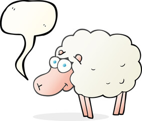 Obraz premium funny freehand drawn speech bubble cartoon sheep