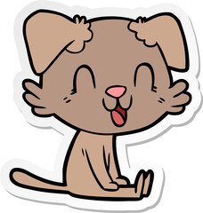 sticker of a laughing cartoon dog