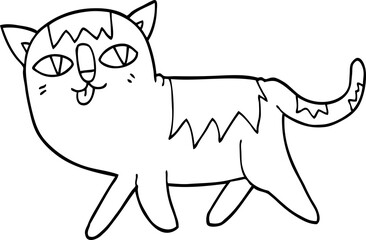 line drawing cartoon funny cat