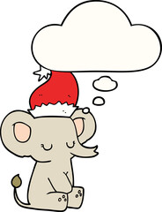 cute christmas elephant with thought bubble