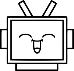 line drawing cartoon of a robot head