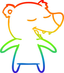 rainbow gradient line drawing of a cartoon bear