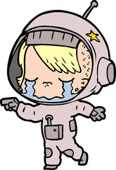 cartoon crying astronaut girl