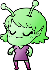 smiling alien girl cartoon