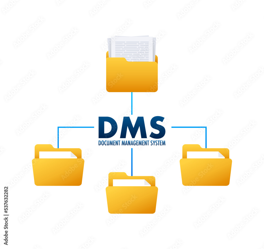 Poster dms document management system. digital business. cloud storage icon. digital data. vector stock ill