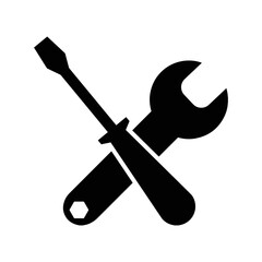 Screwdriver and wrench tool icon | Black Vector illustration |