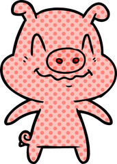 nervous cartoon pig