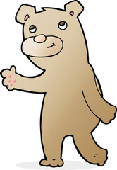 cartoon happy waving bear