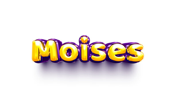 names of boys English helium balloon shiny celebration sticker 3d inflated Moises