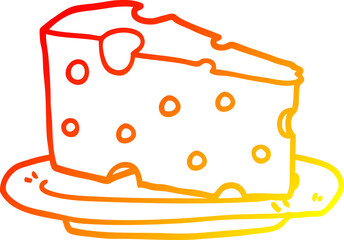 warm gradient line drawing of a cartoon cheese on plate
