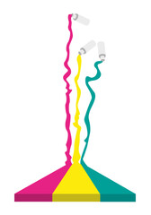 rainbow paint color fall - paint bottles - magenta yellow turquoise