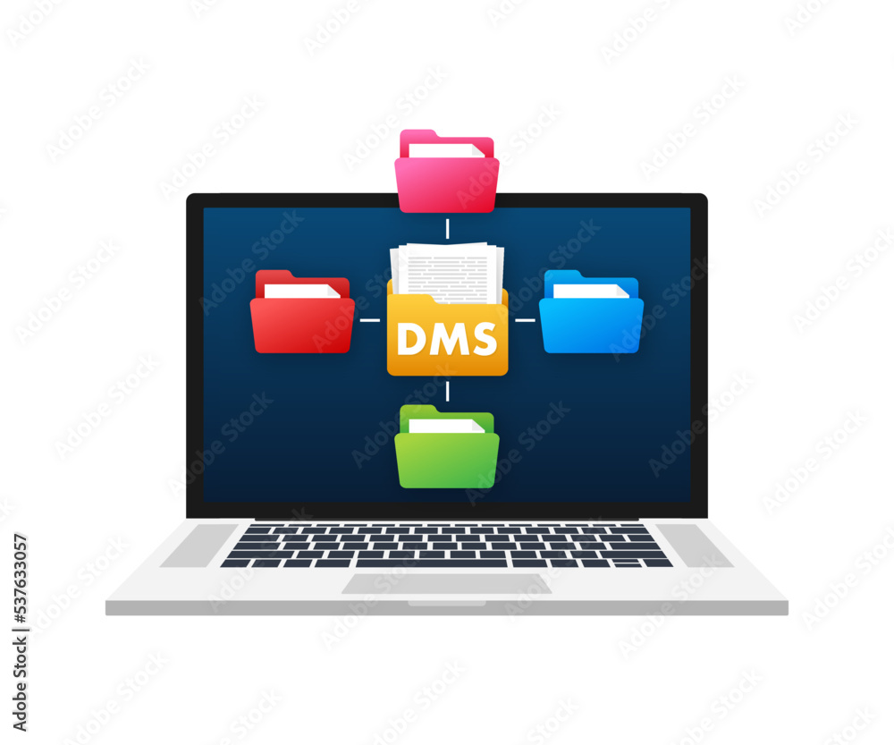 Poster dms document management system. digital business. cloud storage icon. digital data. vector stock ill