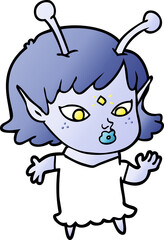 pretty cartoon alien girl
