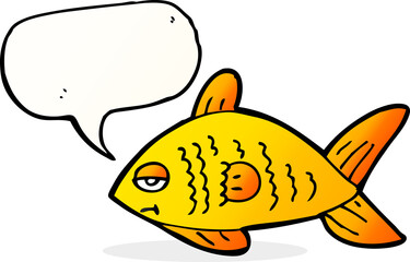 cartoon funny fish with speech bubble