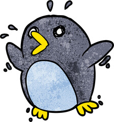 cartoon frightened penguin