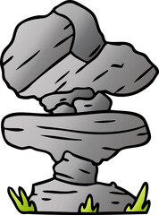 Obraz premium hand drawn gradient cartoon doodle of grey stone boulder