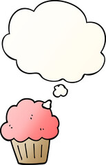 cartoon  muffin with thought bubble in smooth gradient style