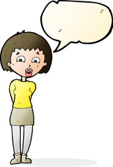 cartoon surprised woman with speech bubble