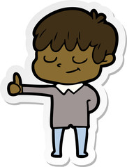 sticker of a cartoon happy boy