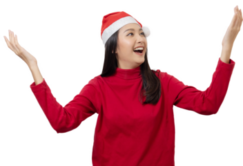 Female Santa Claus with Open Hands Presenting Gesture