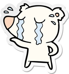 sticker of a cartoon crying polar bear