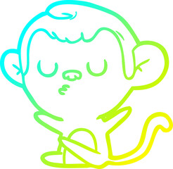 cold gradient line drawing of a cartoon monkey