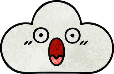 retro grunge texture cartoon of a white cloud