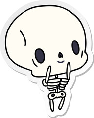 sticker cartoon illustration kawaii cute dead skeleton 
