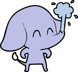 cute cartoon elephant spouting water