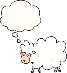 cartoon sheep with thought bubble