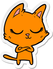 sticker of a calm cartoon cat