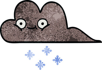 retro grunge texture cartoon of a storm snow cloud