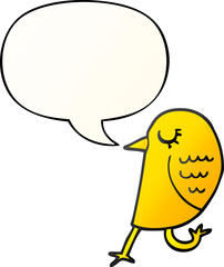 cartoon bird with speech bubble in smooth gradient style