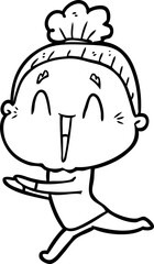 cartoon happy old lady