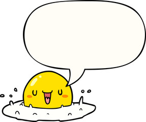 cartoon happy egg with speech bubble