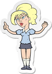 sticker of a cartoon woman with idea