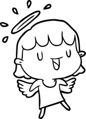 cute line drawing of a angel