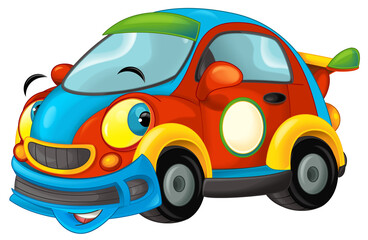 Fototapeta na wymiar cool looking cartoon sports car isolated illustration for children