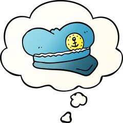 Obraz premium cartoon sailor hat with thought bubble in smooth gradient style
