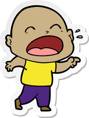 Obraz premium sticker of a cartoon shouting bald man