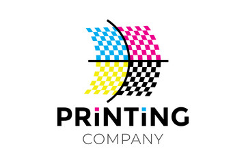 Printing Company Logo Design with Square Cross
