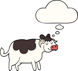 cartoon cow with thought bubble