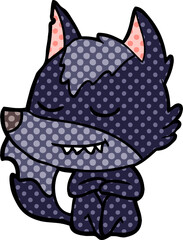 friendly cartoon wolf sitting